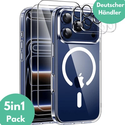 SMARTUP MagSafe Hülle für iPhone 17 Pro Max Schutzglas Panzerfolie Display Kamera Case