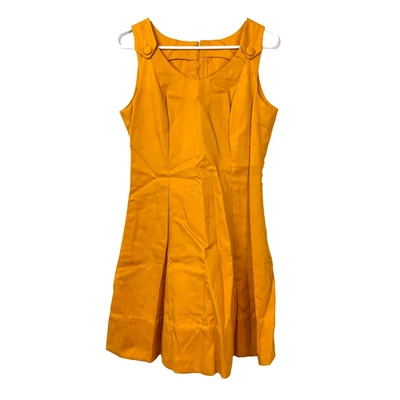 Vintage 60s Handmade Mrs Maisel Gold Yellow Sleeveless Short Dress Chest 33" - Image 1 of 4