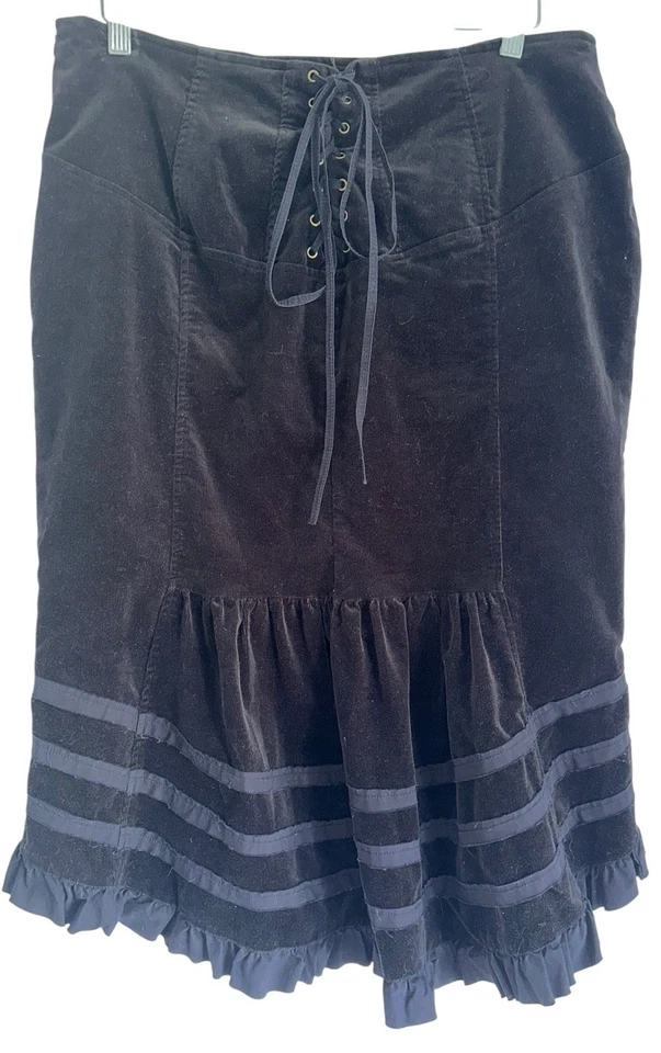 Persaman New York Skirt 12 Black Corduroy Goth Whimsigoth Peasant Pirate - Image 1 of 4