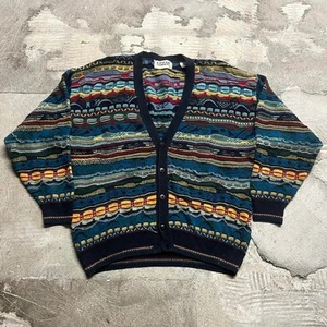 VINTAGE 90s 3D KNIT COOGI LIKE CARDIGAN SWEATER. - Picture 1 of 6