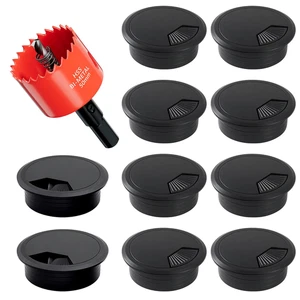 Schreibtischdurchführung & Kabeltülle 2 Zoll (10er Pack) - schwarze Schreibtischlochabdeckung mit Loch - Bild 1 von 12
