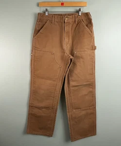 Pantalone da lavoro Carhartt uomo 33x30 B01 BRN marrone doppio ginocchio Union Made vintage - Foto 1 di 9