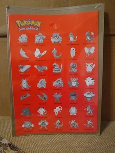 NOS Vintage Original POKEMON POKEDEX POSTER + STICKERS 4 Sheets 1999 New - Picture 1 of 8