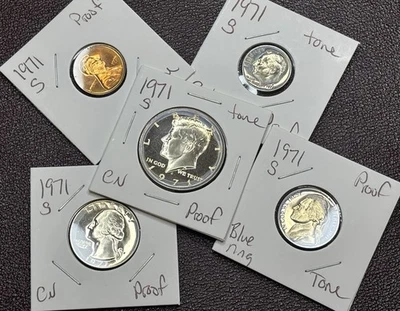 1971-S U.S. Proof Set – Gorgeous Toned Coins! Gemlike Half & Nickel – Stunning! - Image 1 of 4