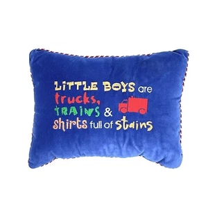 Blue 100% Velvet Phrase Pillow 10x13 - Picture 1 of 1