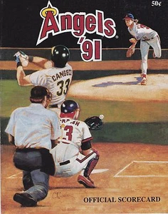 ORIGINAL 1991 OAKLAND ATHLETICS AT CALIFORNIA ANGELS BASEBALL SCORECARD - Picture 1 of 2