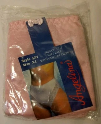 Calcinha Vintage XL Angelina Corte Francês Renda Macia Algodão Virilha Roupa Íntima Rosa - Imagem 1 de 4
