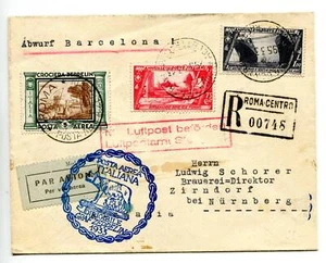 Luftpost Zeppelin Lire 5 auf Aerogramm Racc. für deutschland - Bild 1 von 2