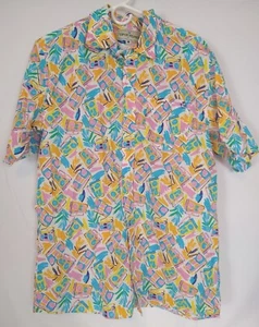 Mens Tipsy Elves Boom box Radio Tropical Short Sleeve Button Front Shirt Large - Picture 1 of 3