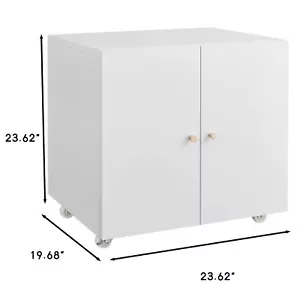 Metal Printer Stand w/ Storage Cabinet, Anti-tilt Wheels, File Storage, White - Picture 1 of 12