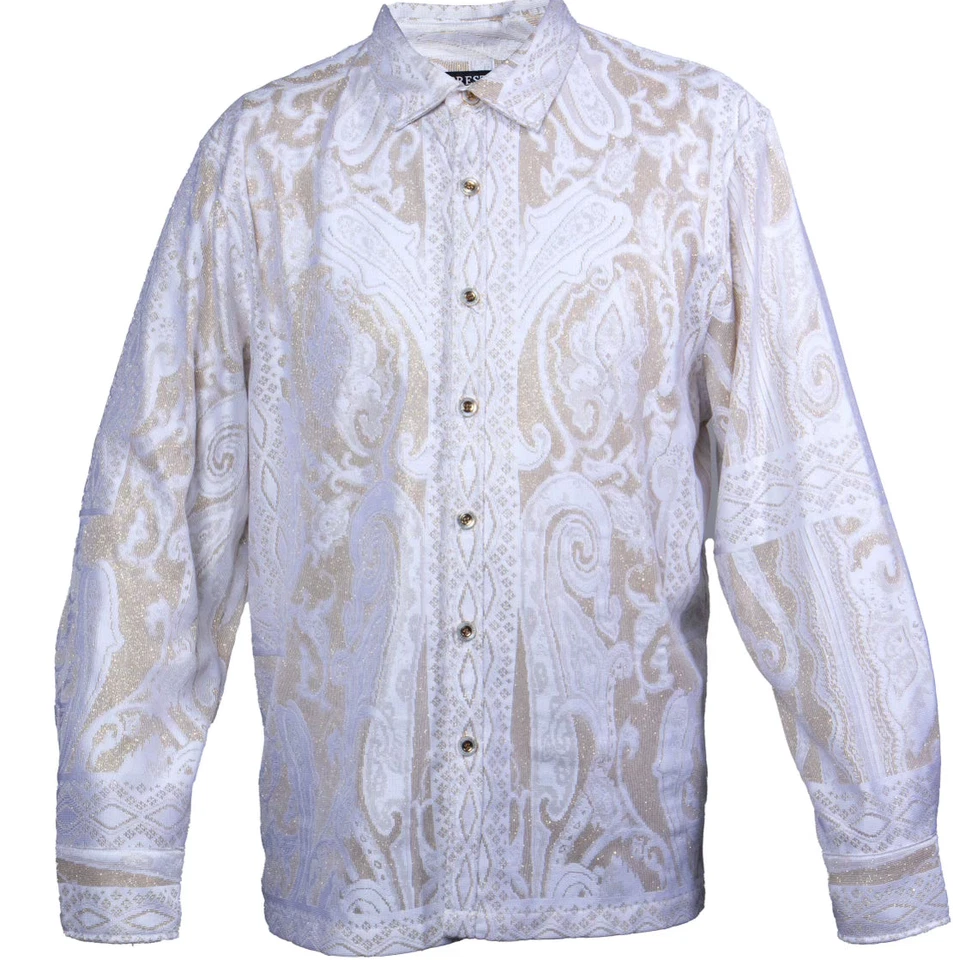 Camisa Prestige LACE-592 Manga Larga Encaje Blanco/Dorado Foto 1 de 1