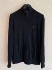 Polo Ralph Lauren Herren Wollpullover schwarz Pullover mit durchgehendem Reißverschluss Jacke Langarm