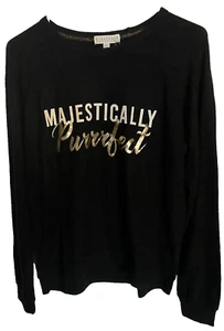 PJ Salvage Womens Medium Black Pajama Sleep Shirt Luxe Purfect Cat Lover So Soft - Picture 1 of 12