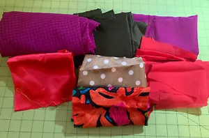 Silky Fabric Scraps Mixed Prints & Sizes Sewing Crafts Clothing~Lot #35 - Picture 1 of 4