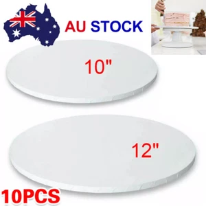10" 12" Inch Masonite Cake Board 5mm White Round 10Pcs Wedding Favour Cake Boxes - Picture 1 of 12