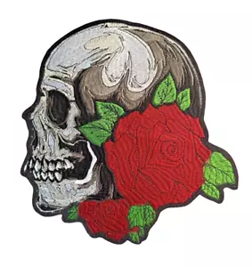 Parches grandes con motivo de calavera de hierro y parche insignia motociclista 25 cm x 25 cm Rock Emo P269 - Imagen 1 de 3