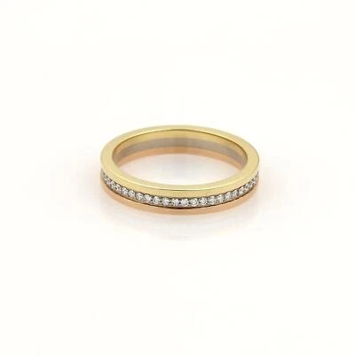 Cartier Diamond 18k Tricolor Gold 3.5mm Stack Band Ring Size 46-US 3.75 Cert - Image 1 of 4
