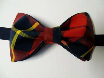 Custom Mens Plaid Bow Tie Butterfly Style Red/Navy Pre-tied Gift 4 Him Handmade - Image 1 of 3