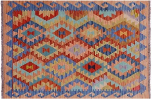 Reversible Flat Weave Kilim Wool On Wool Rug 3' 4" X 4' 10" - Q17953 - Picture 1 of 6
