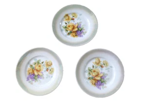 Vtg Lot 3 German Lusterware Dessert Plates Floral 5.5" pale Green Purple Yellow - Picture 1 of 5