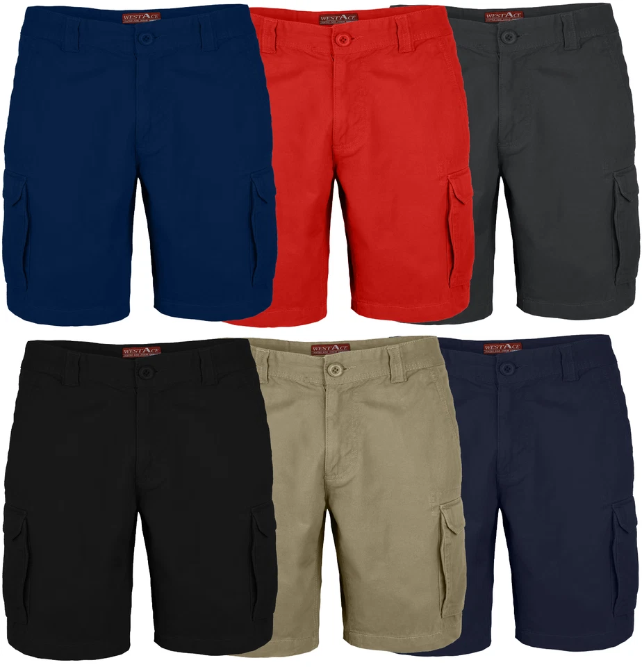 Pantalones Cortos de Carga Para Hombre 6 Bolsillos Combate Frente Plano Chino Medio Pantalones Cintura Talla 32-44 Foto 1 de 4