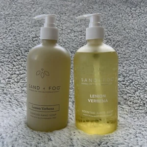 2 Sand + Fog Lemon Verbena Glass Fragrant Hand Soap Wash 15.7 fl oz Lot Set NEW - Picture 1 of 8