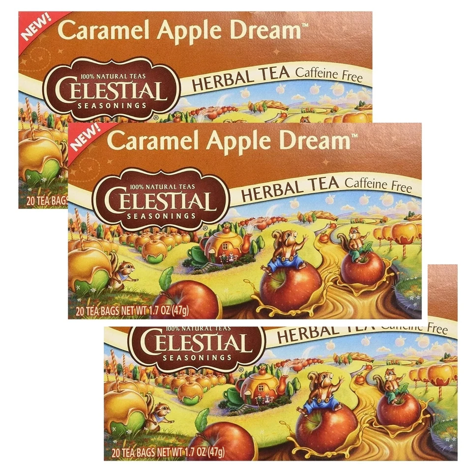 Celestial Seasonings Caramel Apple Dream Caffeine Herbal Tea - 2 Boxes 40ct