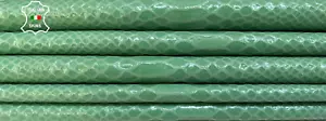 MINT GREEN SNAKE SHINY PRINT on Soft Lambskin leather 2 skins 10+sqf 0.6mm B5073 - Picture 1 of 7