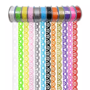 12 Roll Washi Tape Lace Pattern, 16 Mm Wide Decorative Masking Adhesive Tape Set - Picture 1 of 7