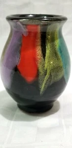 Vintage Mid-Century Keramik VALLAURIS MEHRFARBIG GESTREIFT 4" VASE schön sauber B8 - Bild 1 von 8