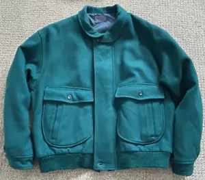 Pendleton Vintage Bomber Jacket Mens Sz L Green Made In USA 100% Virgin Wool - Picture 1 of 8