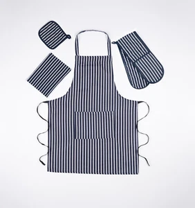 Juego de guantes de horno azul marino con delantal guante de horno resistente al calor para hornear cocina - Imagen 1 de 10