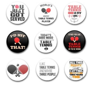 25 mm 1" ZOLL KNOPFABZEICHEN x9 TISCHTENNIS - Bild 1 von 1