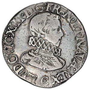Monnaie France - Louis XIII - Demi Franc tête nue - 1617 C Saint-Lô - Rarissime - Imagen 1 de 2