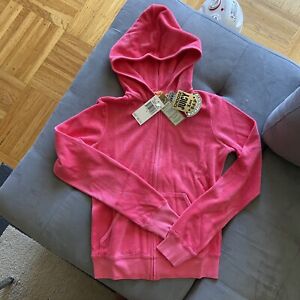 Juicy Couture Vintage Y2k Terry Cloth Resort Pink Zip Hoodie Size Small nwt