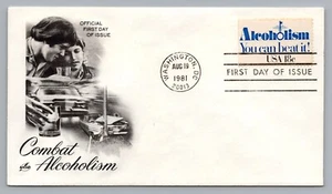ArtCraft FDC - Combat Alcoholism 1981 First Day Cover - You Can Beat it! Slogan - Picture 1 of 2