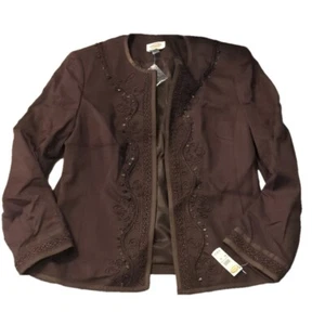Talbot's brown beaded jacket size 16 - Picture 1 of 7
