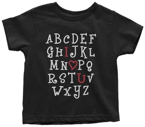 I Heart You Alphabet Toddler T-Shirt Cute Valentine's Day ABC Gift - Picture 1 of 9