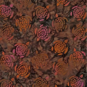 Burnt Coral Turtle Point - Batik by Mirah Cotton Fabric - Picture 1 of 1