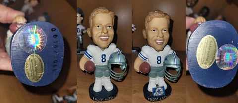 2pc lot Troy Aikman Dallas Cowboys bobblehead bobble dobbles QB Club Cover