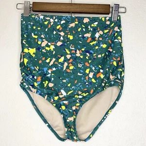 Kortni Jeane High Waisted Swim Bottoms Colorful Green Terrazzo Girls Size 12/13 - Picture 1 of 4
