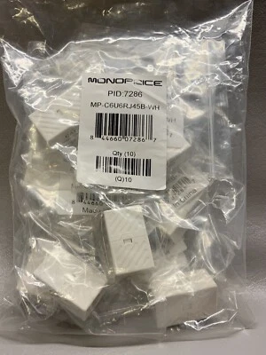 Acoplamiento en línea Monoprice Cat 6 RJ45 blanco cantidad 10 NUEVO Foto 1 de 2