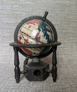 Miniature Metal World Globe Pencil Sharpener, Vintage Diorama. Made in Hong Kong - Picture 1 of 7