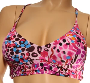 Jessica Simpson Women's Lace Back Floral Print Bikini Top Pink Size M - Picture 1 of 4