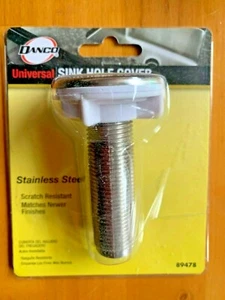 Universal Küche Spüle Loch Abdeckung EDELSTAHL Gewinde Kunststoff Pfosten Stil - Bild 1 von 2