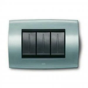 PLACCA SOFT METALLO  3 MODULI , BLU FIORDO  - ABB SACE 2CSE0332SFZ - Foto 1 di 1