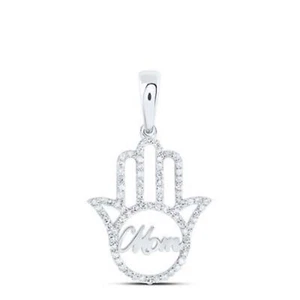 COLGANTE ORO BLANCO 10K DIAMANTE REDONDO MAMÁ HAMSA NICOLES COLECCIÓN DE SUEÑOS 1/3 CTTW - Imagen 1 de 1