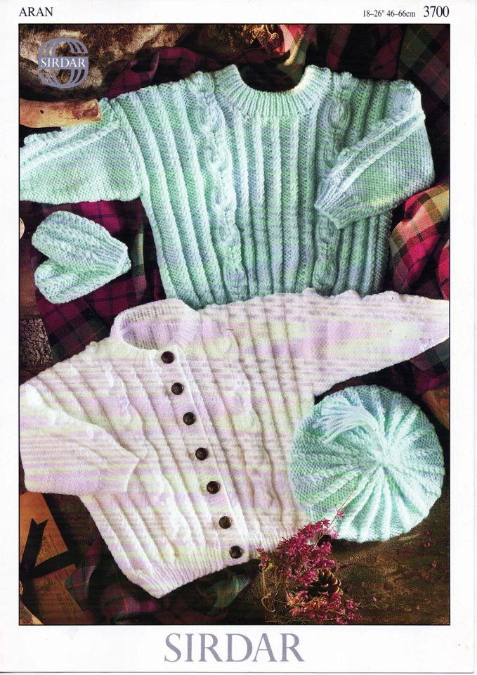 ~Sirdar Baby/Toddler Knitting Pattern For Cabled Jacket, Jumper, Beret & Mitts ~ - Image 1 of 1