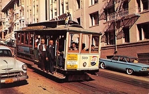 Carrello Funivia 509 Auto d'epoca Scena di Strada San Francisco, CA Vintage Cromo Cartolina - Foto 1 di 2