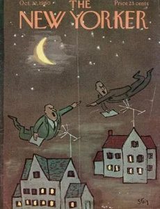 1960 COVER PRINT AD Artist William Steig Men arguing over television antenna - Picture 1 of 1